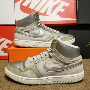 Rare 2008 Nike Court Force Hi Vintage Grey Metallic Silver Men Size 13